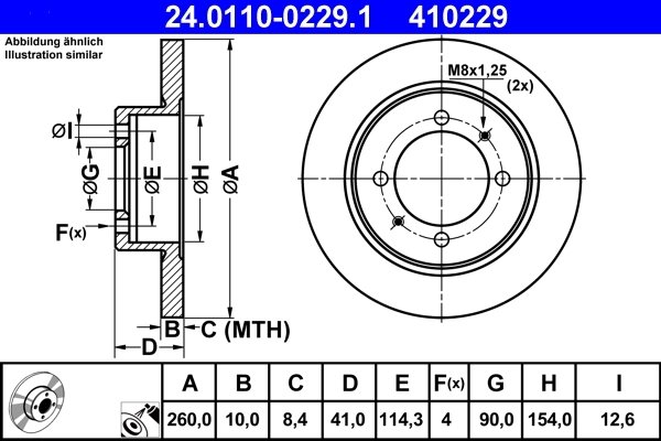 DISC FRANA ATE 24.0110-0229.1 - Compatibil cu MITSUBISHI, VOLVO