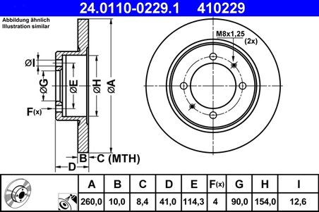 DISC FRANA ATE 24.0110-0229.1 - Compatibil cu MITSUBISHI, VOLVO