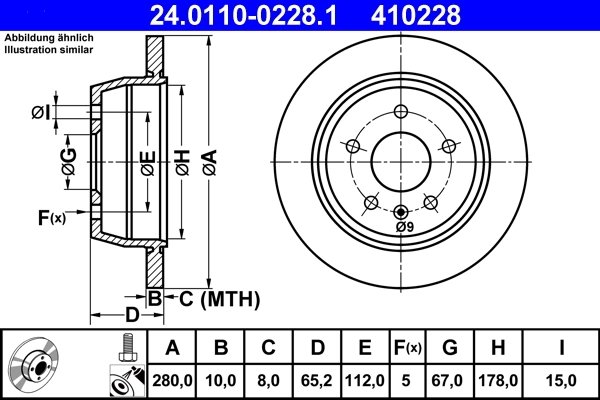 DISC FRANA ATE 24.0110-0228.1 - Compatibil cu MERCEDES-BENZ