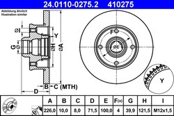 DISC FRANA ATE 24.0110-0275.2 - Compatibil cu SEAT, VW