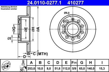 DISC FRANA ATE 24.0110-0277.1 - Compatibil cu AUDI, SEAT, SKODA, VW