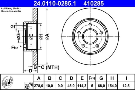 DISC FRANA ATE 24.0110-0285.1 - Compatibil cu NISSAN