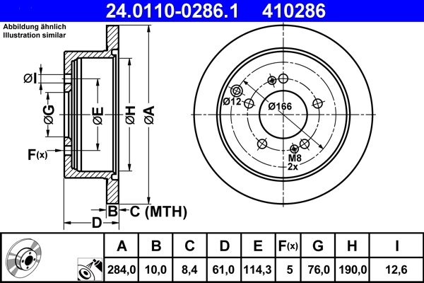 DISC FRANA ATE 24.0110-0286.1 - Compatibil cu HYUNDAI, KIA