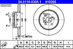 DISC FRANA ATE 24.0110-0305.1 - Compatibil cu TOYOTA