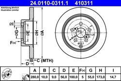 DISC FRANA ATE 24.0110-0311.1 - Compatibil cu TOYOTA