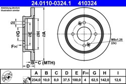 DISC FRANA ATE 24.0110-0324.1 - Compatibil cu HYUNDAI, KIA