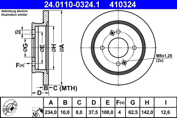 DISC FRANA ATE 24.0110-0324.1 - Compatibil cu HYUNDAI, KIA