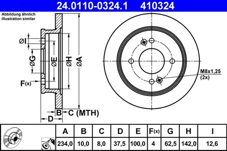 DISC FRANA ATE 24.0110-0324.1 - Compatibil cu HYUNDAI, KIA