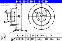 DISC FRANA ATE 24.0110-0330.1 - Compatibil cu CITROEN, MITSUBISHI, PEUGEOT