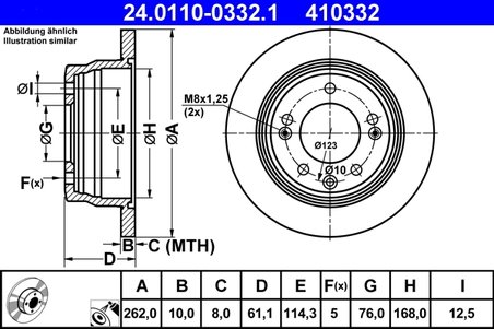 DISC FRANA ATE 24.0110-0332.1 - Compatibil cu HYUNDAI, KIA