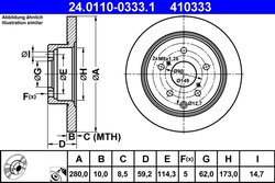 DISC FRANA ATE 24.0110-0333.1 - Compatibil cu TOYOTA