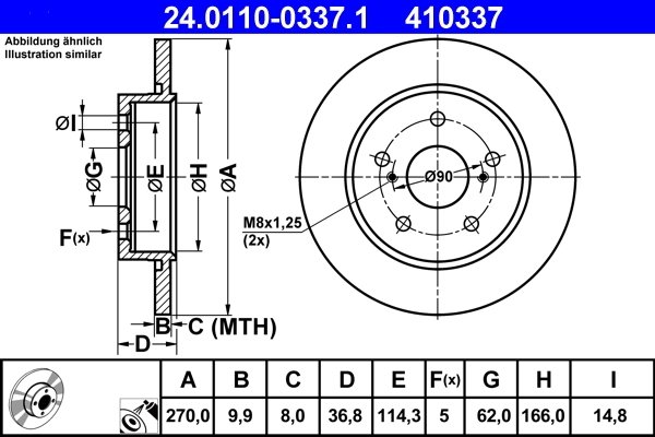 DISC FRANA ATE 24.0110-0337.1 - Compatibil cu TOYOTA
