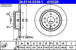 DISC FRANA ATE 24.0110-0339.1 - Compatibil cu OPEL, VAUXHALL