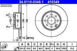 DISC FRANA ATE 24.0110-0349.1 - Compatibil cu ALFA ROMEO