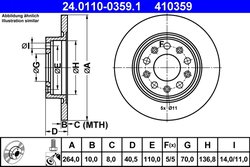 DISC FRANA ATE 24.0110-0359.1 - Compatibil cu ALFA ROMEO