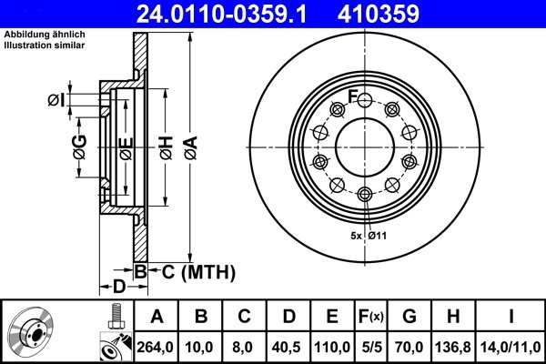 DISC FRANA ATE 24.0110-0359.1 - Compatibil cu ALFA ROMEO