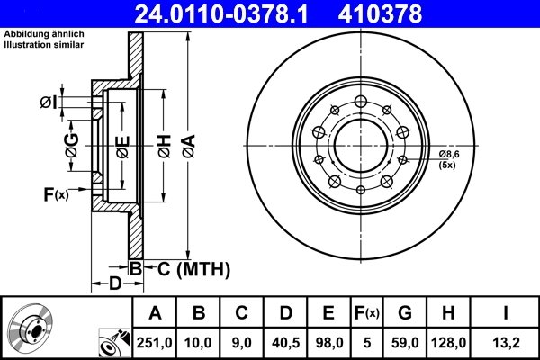 DISC FRANA ATE 24.0110-0378.1 - Compatibil cu FIAT