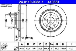 DISC FRANA ATE 24.0110-0381.1 - Compatibil cu MAZDA