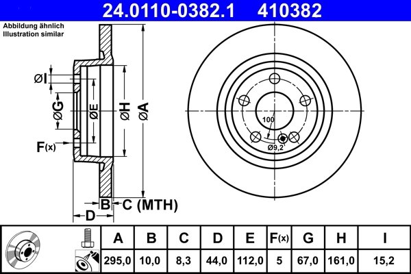 DISC FRANA ATE 24.0110-0382.1 - Compatibil cu MERCEDES-BENZ