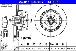 DISC FRANA ATE 24.0110-0389.2 - Compatibil cu RENAULT