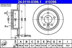DISC FRANA ATE 24.0110-0396.1 - Compatibil cu MINI