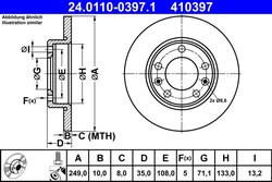 DISC FRANA ATE 24.0110-0397.1 - Compatibil cu PEUGEOT