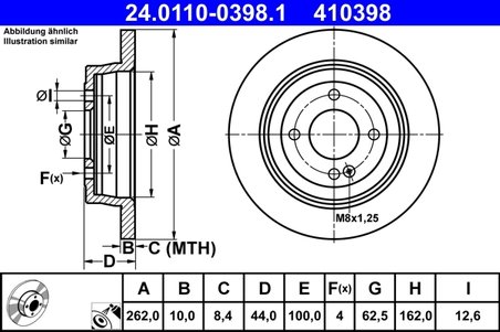 DISC FRANA ATE 24.0110-0398.1 - Compatibil cu HYUNDAI, KIA