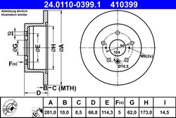DISC FRANA ATE 24.0110-0399.1 - Compatibil cu LEXUS