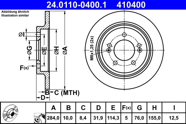 DISC FRANA ATE 24.0110-0400.1 - Compatibil cu HYUNDAI, KIA