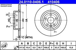 DISC FRANA ATE 24.0110-0406.1 - Compatibil cu LAND ROVER