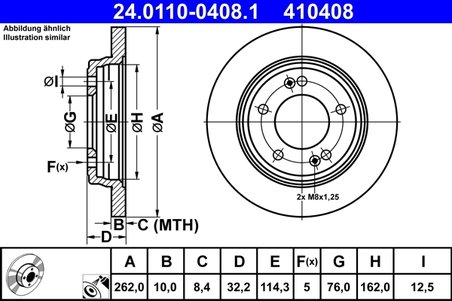 DISC FRANA ATE 24.0110-0408.1 - Compatibil cu HYUNDAI, KIA