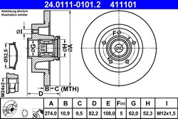 DISC FRANA ATE 24.0111-0101.2 - Compatibil cu RENAULT