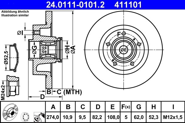 DISC FRANA ATE 24.0111-0101.2 - Compatibil cu RENAULT