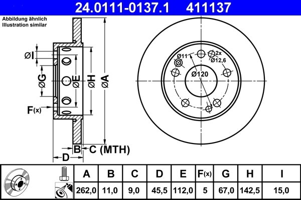 DISC FRANA ATE 24.0111-0137.1 - Compatibil cu MERCEDES-BENZ