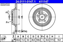 DISC FRANA ATE 24.0111-0147.1 - Compatibil cu VOLVO