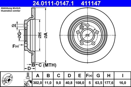 DISC FRANA ATE 24.0111-0147.1 - Compatibil cu VOLVO