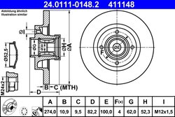 DISC FRANA ATE 24.0111-0148.2 - Compatibil cu RENAULT