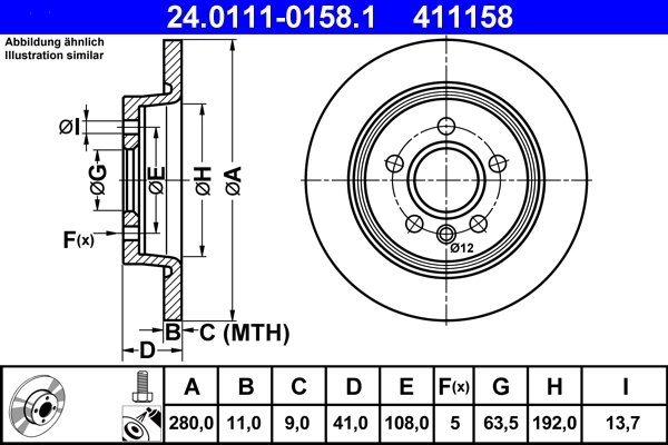 DISC FRANA ATE 24.0111-0158.1 - Compatibil cu FORD, VOLVO