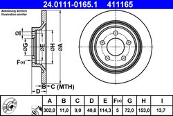 DISC FRANA ATE 24.0111-0165.1 - Compatibil cu MAZDA