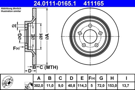 DISC FRANA ATE 24.0111-0165.1 - Compatibil cu MAZDA