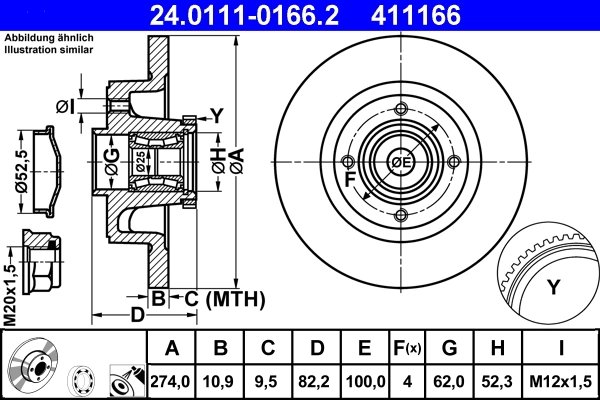 DISC FRANA ATE 24.0111-0166.2 - Compatibil cu RENAULT