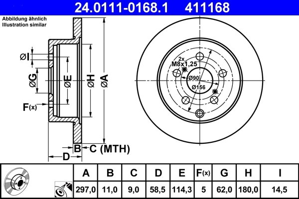 DISC FRANA ATE 24.0111-0168.1 - Compatibil cu TOYOTA