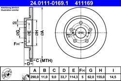 DISC FRANA ATE 24.0111-0169.1 - Compatibil cu TOYOTA