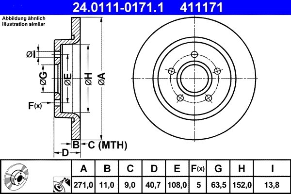DISC FRANA ATE 24.0111-0171.1 - Compatibil cu FORD