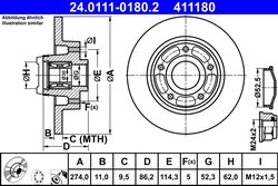 DISC FRANA ATE 24.0111-0180.2 - Compatibil cu RENAULT