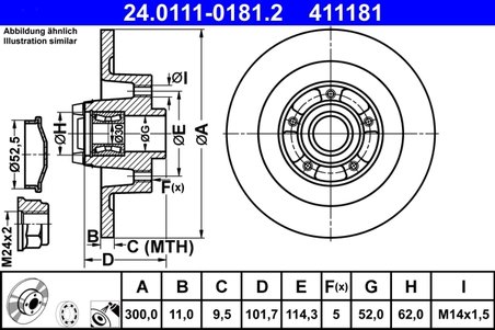 DISC FRANA ATE 24.0111-0181.2 - Compatibil cu RENAULT
