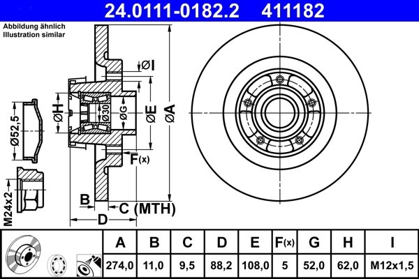 DISC FRANA ATE 24.0111-0182.2 - Compatibil cu MERCEDES-BENZ, RENAULT