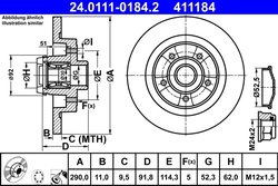 DISC FRANA ATE 24.0111-0184.2 - Compatibil cu RENAULT