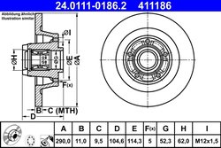 DISC FRANA ATE 24.0111-0186.2 - Compatibil cu RENAULT