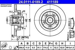 DISC FRANA ATE 24.0111-0189.2 - Compatibil cu RENAULT
